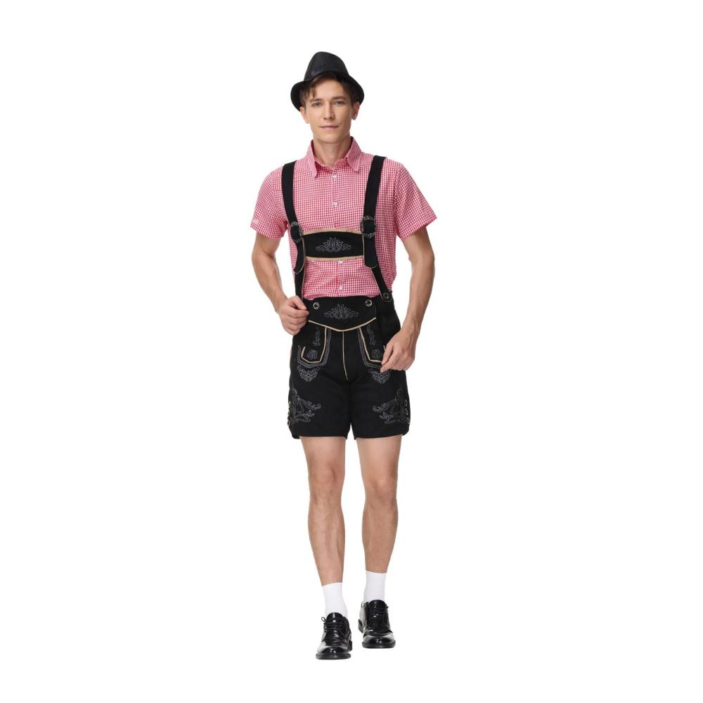 Oktoberfest Herrenshirt mit Tasche und Haken - Halloween Cosplay Bühnenkostüm Deutsches Oktoberfest Bier-Show-Kostüm für Herren