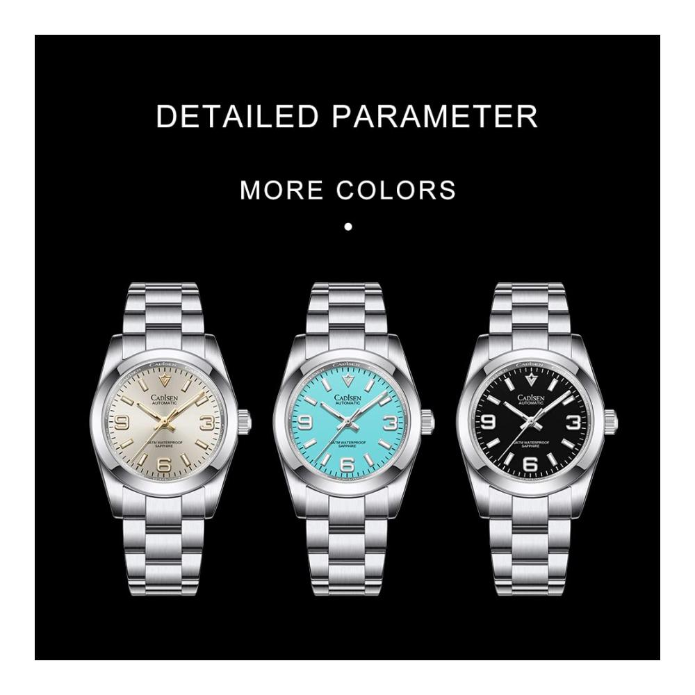 Automatikuhr für Herren Elegante 36MM mechanische Armbanduhr mit Saphirglas und Edelstahlarmband