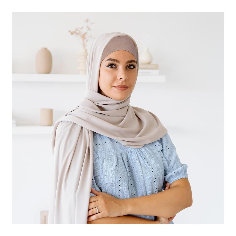 Hijab Unterschal Mütze für Frauen - Set mit 4 Strickmützen in verschiedenen Farben - Unter Schal Hijab Cap für Islamische Kopfbedeckung Chemo und Schlaf