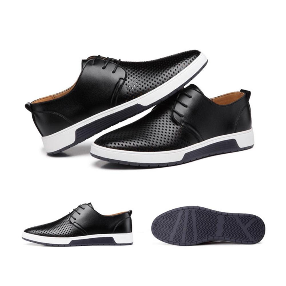 Herren Schnürhalbschuhe Business Mesh Lederschuhe für Hochzeit Atmungsaktiv & Casual