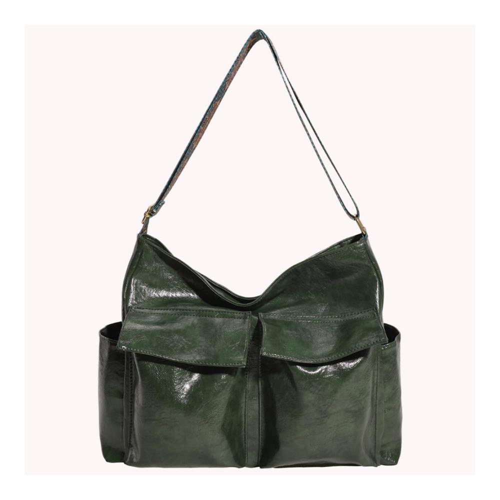 Damen Umhängetasche mit Reißverschluss breitem Riemen und Retro-Charme - Großes Fassungsvermögen stilvolle Mehrfachtaschen lässige Schultertasche für Frauen