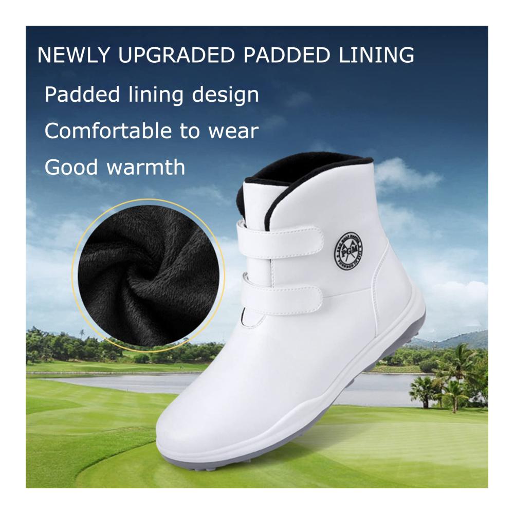 Golf Shoes for Women Waterproof Microfiber Leather Sneakers with Winter Warmth Anti-Skid Velcro System Lightweight Design and Outdoor Anti-Slip Traction for Comfortable Golf Walks