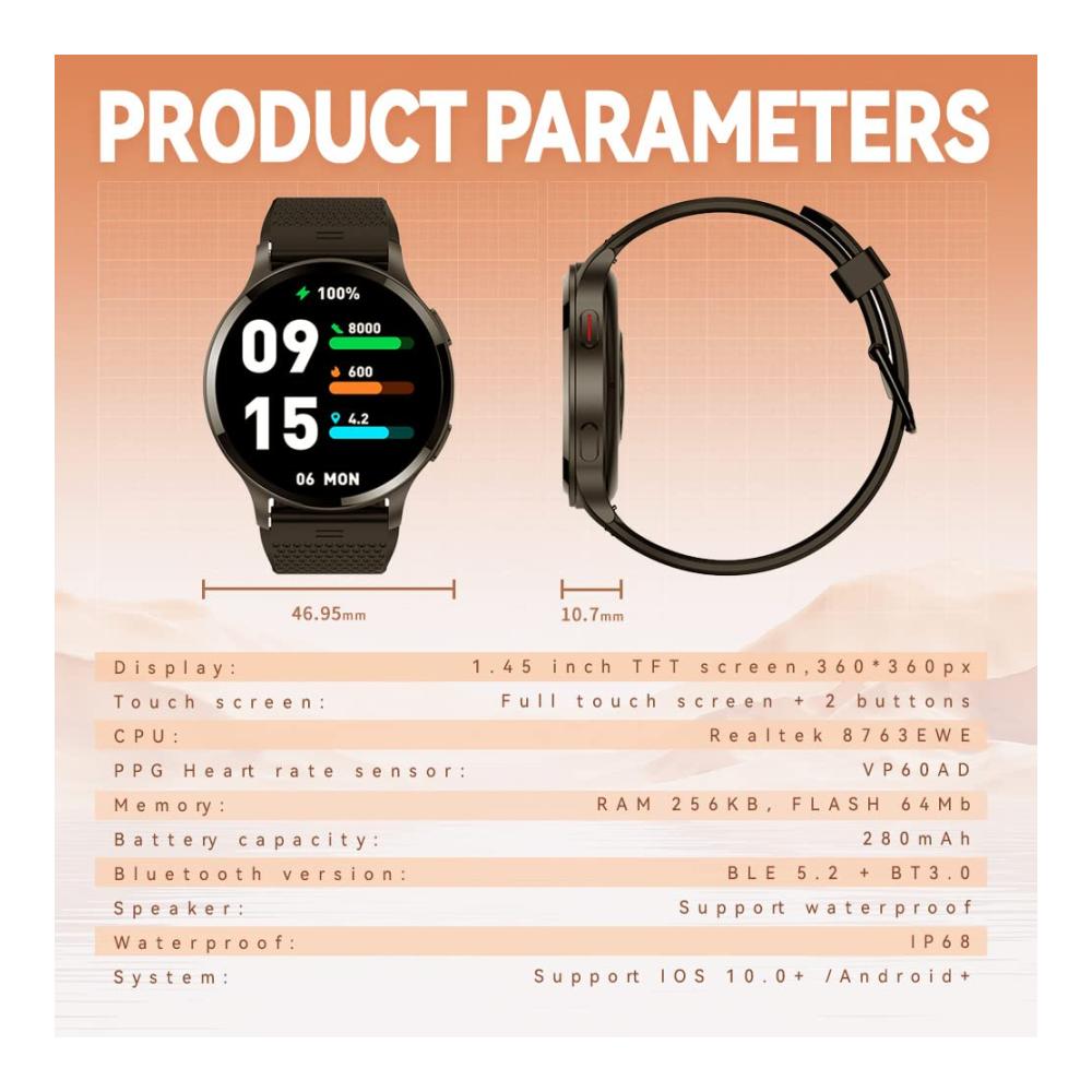 Fashion Smartwatches Bmoled Damen - 1.45 Zoll HD Armbanduhr mit Telefonfunktion Menstruationszyklus SpO2 Kalorien Pulsmesser Schrittzähler - 100 Sportmodi Fitness Tracker - IP68 Android/iOS - Roségold Smartwatch
