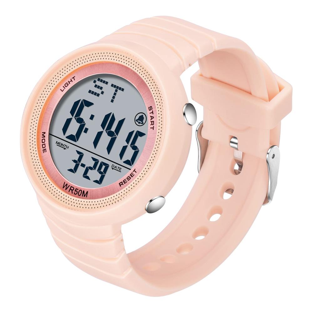 Findtime Sport Digitaluhr – Wasserdichte 50M Armbanduhr mit LED Duale Zeitzone Stoppuhr Countdown Kalender – Damen/Herren Militär Uhr mit Candy-Farben & Wecker