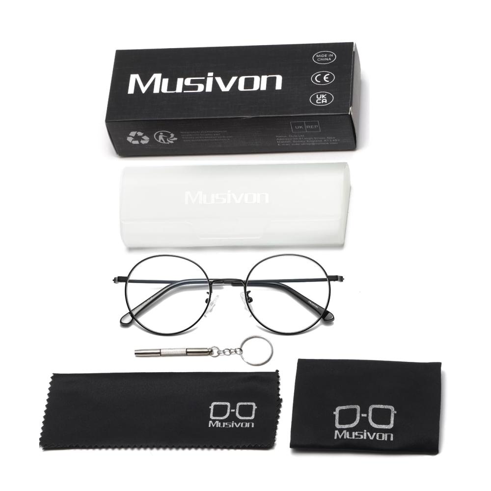 Blaulichtfilter Brille Damen Herren - Metallrahmen Rund Computerbrille ohne Stärke Blaufilter Brillenfassungen für gesunden Augenschutz