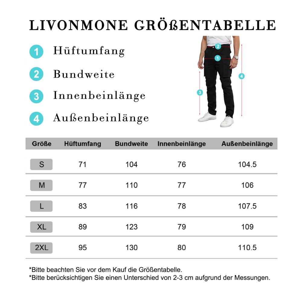 Cargohose Herren Strapazierfähige Baumwoll-Freizeithose in Slim Fit | Arbeits- und Outdoorhose mit 6 Taschen