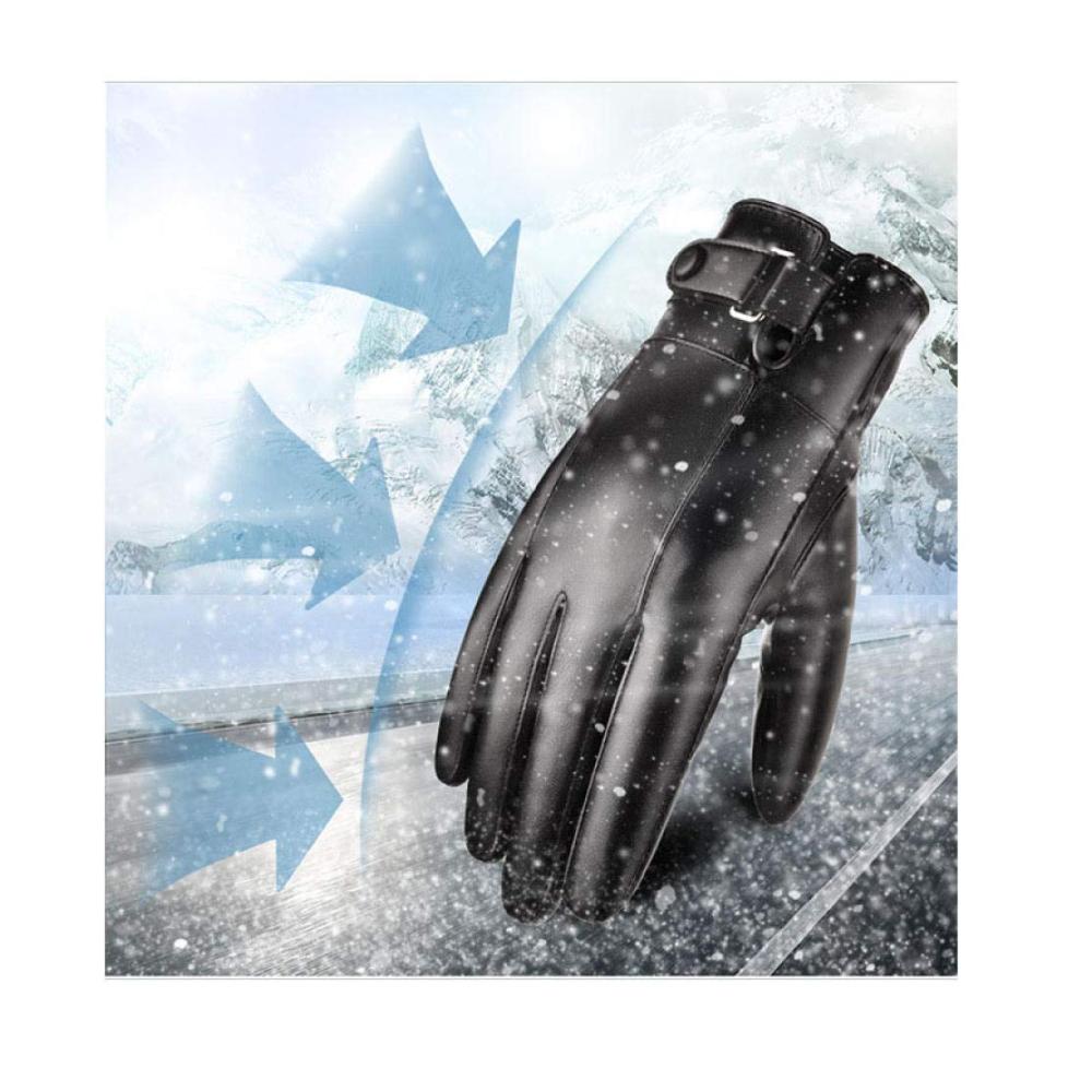 Herren Winterhandschuhe Warme Wasserdichte Lederhandschuhe für Touchscreen in Brauner Farbe