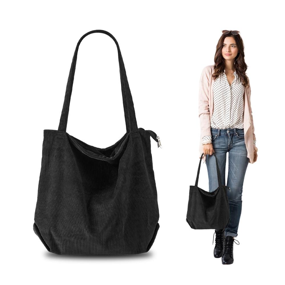 Cord-Tasche aus Rippstoff für Damen – Modische Canvas-Schultertasche mit großer Kapazität süße Geldbörse für Mädchen