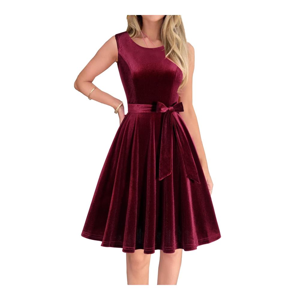 Elegantes Berylove Damen Cocktailkleid für Hochzeiten - Chiffon Spitzenkleid mit ärmellosem Design