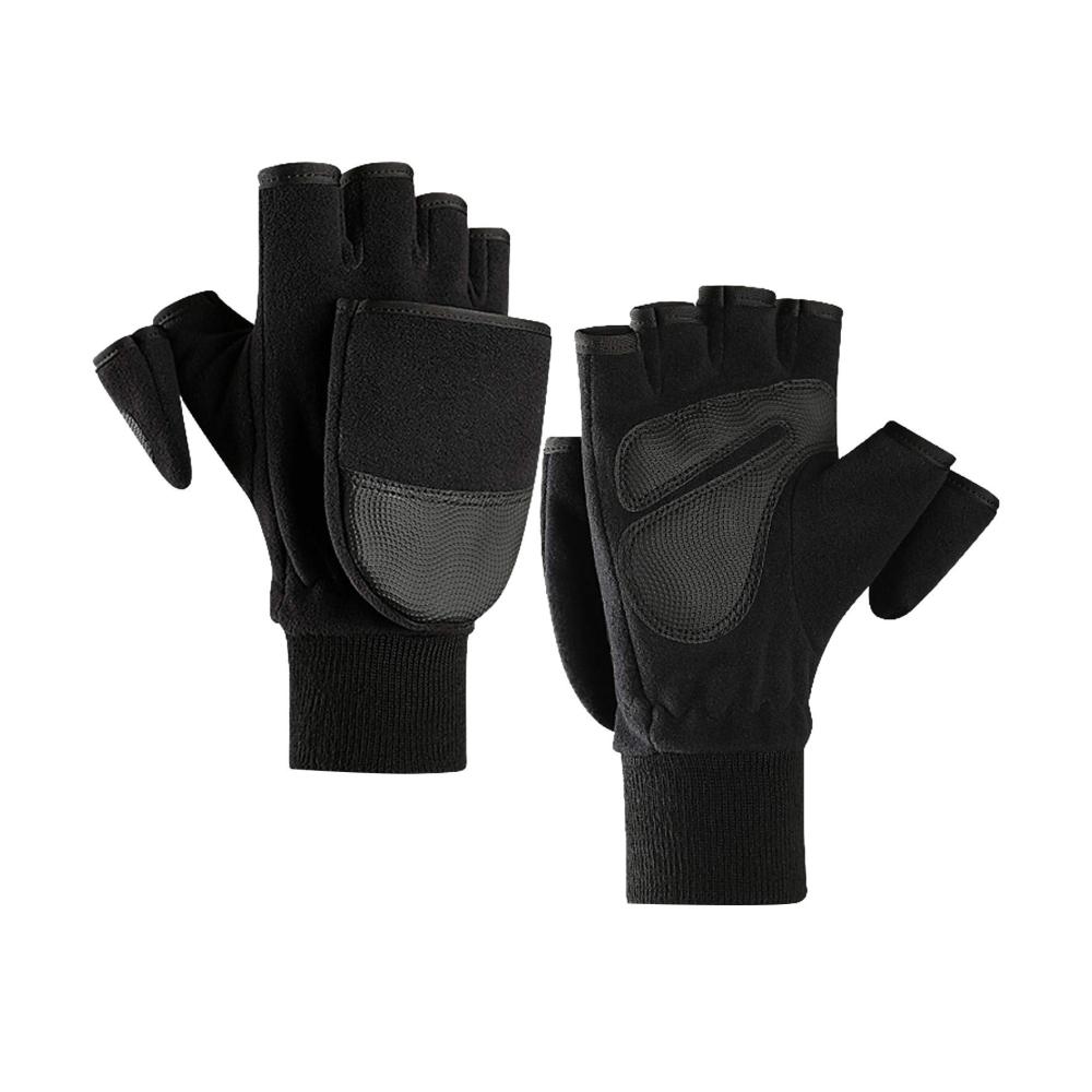 Damen Winterhandschuhe Lange Fingerlose Strickhandschuhe mit Fleece für Outdoor Sport & Wärme