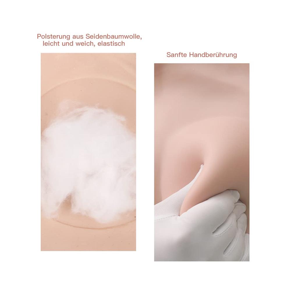 Erste Generation Silikon-BH-Einlagen - Realistische Brustformen für Transgender Crossdresser - C Cup Seidenbaumwolle - Rundhalsausschnitt