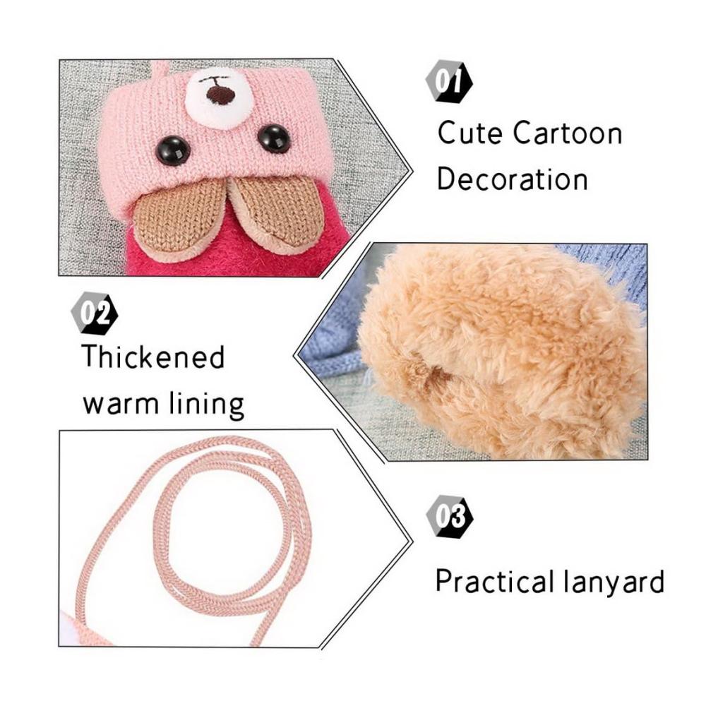 Winterhandschuhe für Kinder 4er-Pack Bär- und Cartoon-Strickhandschuhe & Fäustlinge mit Plüsch - Warme Doppelschichtige Halshandschuhe für 1-3 Jahre