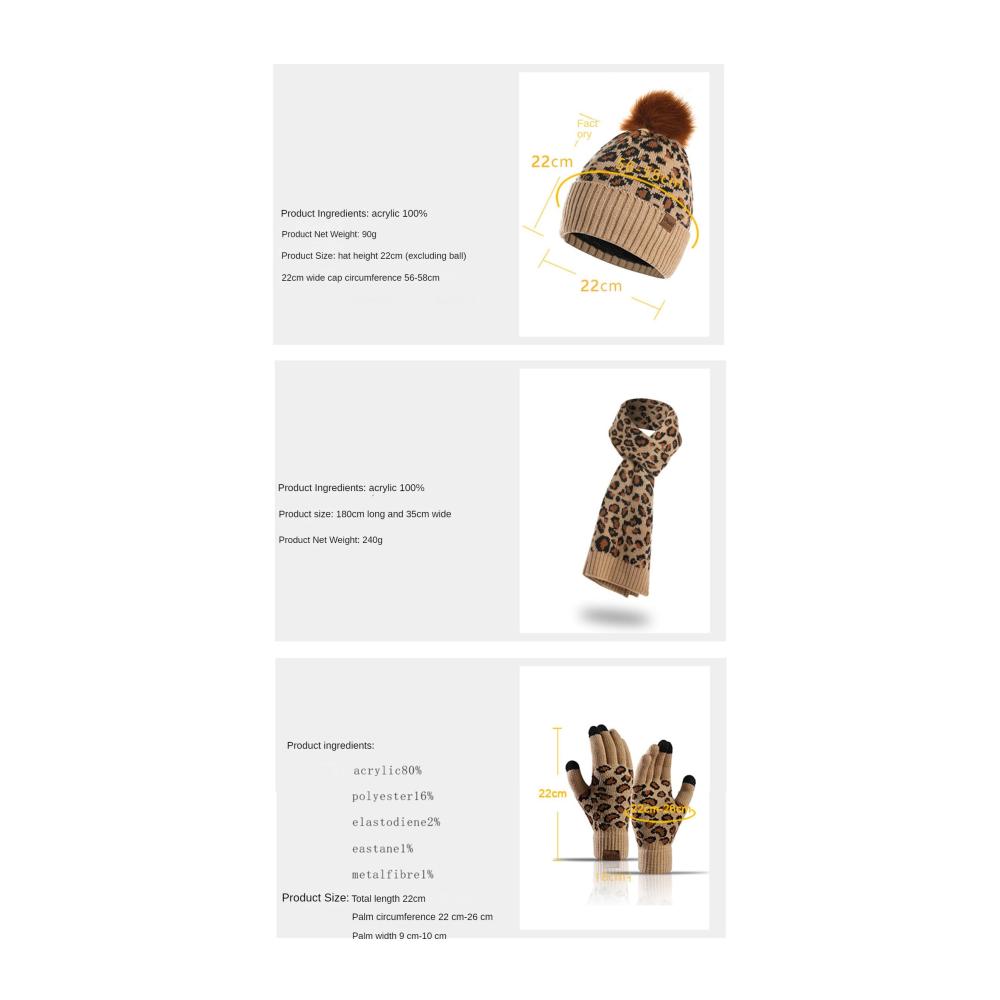 Damen Winter Accessoire Set Mütze langer Schal & Touchscreen-Handschuhe - 3-teiliges warmes Damen Mützen Schal und Handschuh Ensemble