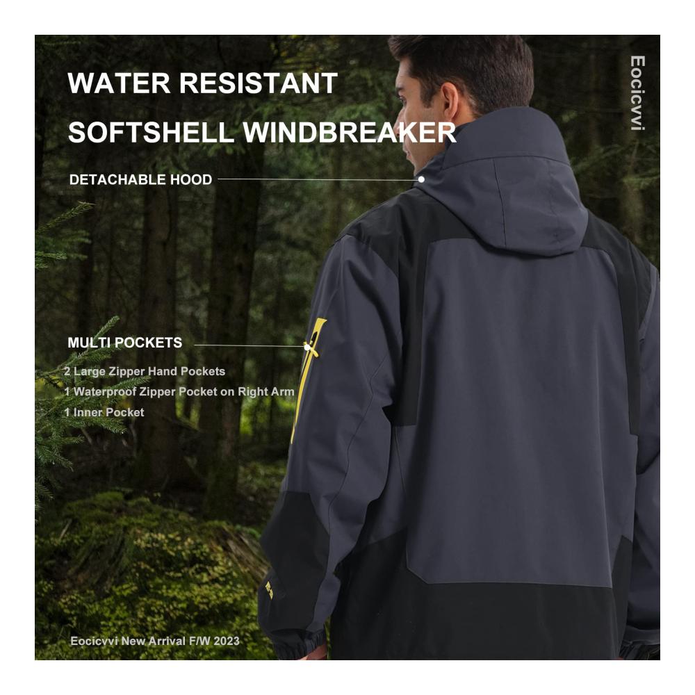 Herren Outdoorjacke - Winddichte Softshelljacke mit Abtrennbarer Kapuze für Freizeit und Übergänge