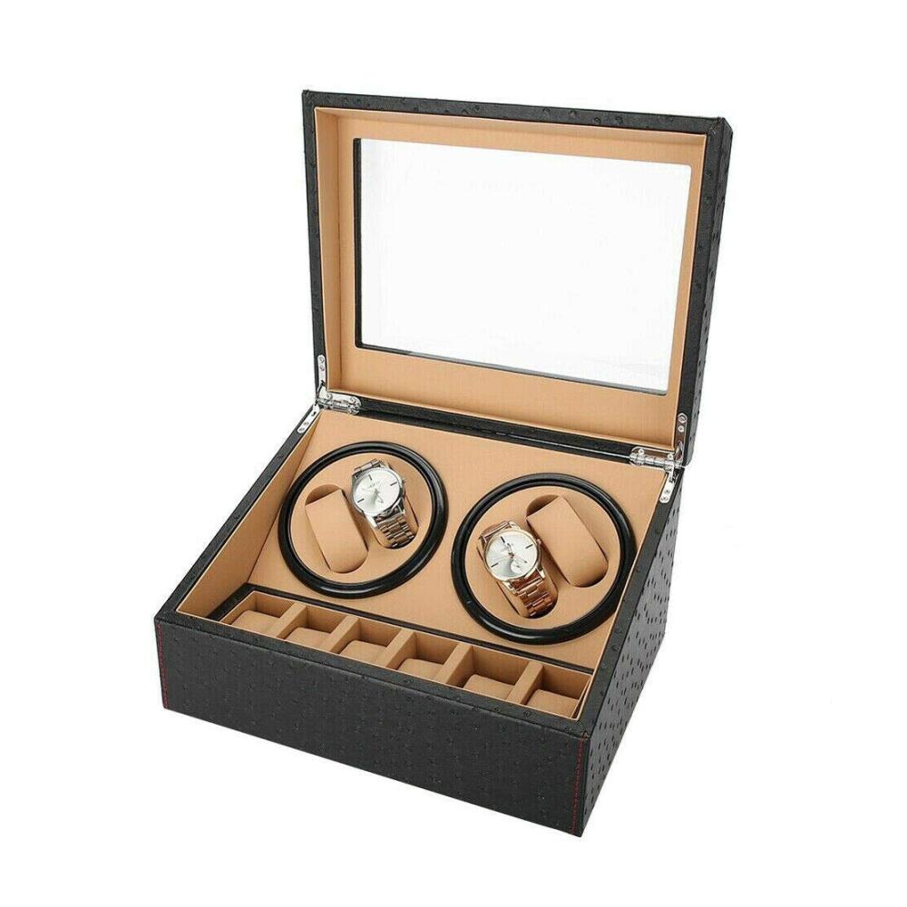 Automatischer Uhrenbeweger mit 4+6 Rotationsmodi und Transparentem Sichtfenster - Aufbewahrungsbox für Automatikuhren und Watch Winder