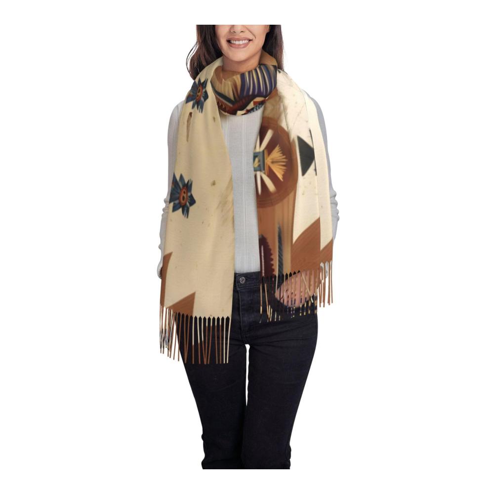 AthuAh Unisex Winterschal - Weich Warm Bequem mit Indianer-Muster Schwarz Einheitsgröße