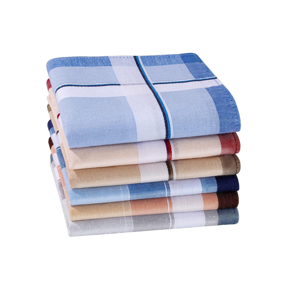 Herren Stofftaschentücher 6/9er Pack 100% Baumwolle Weich & Karo-Muster 38x38cm