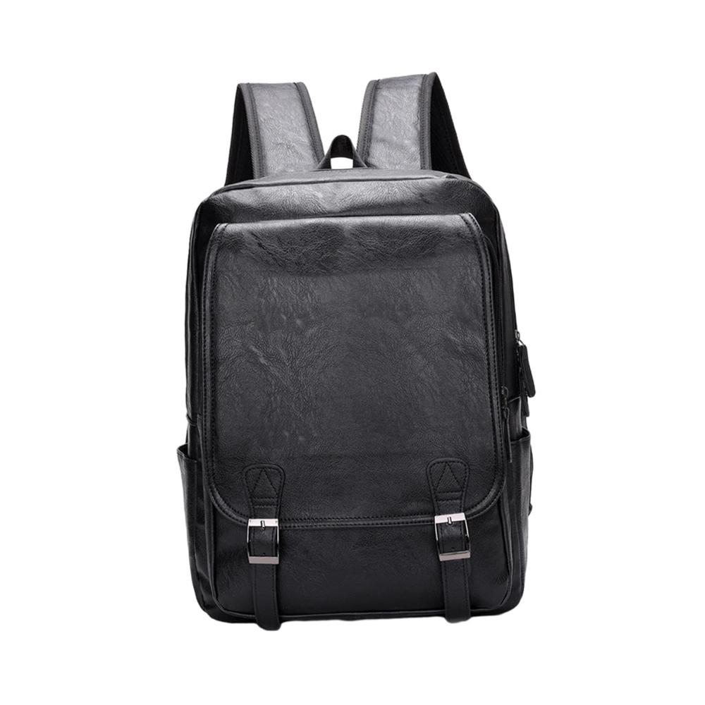 Herren-Tagesrucksack aus PU-Leder – Leichter Laptop-Rucksack für Shopping und Reisen in Schwarz