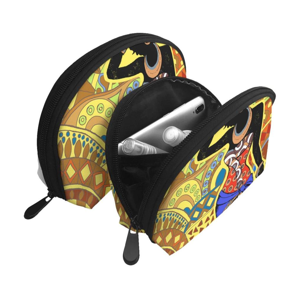 Afrikanische Schönheit 2er Set Kulturtaschen & Kosmetiktaschen - Reise Make-up Taschen mit Schwarzem Frau Motiv - Damen Handtasche für unterwegs