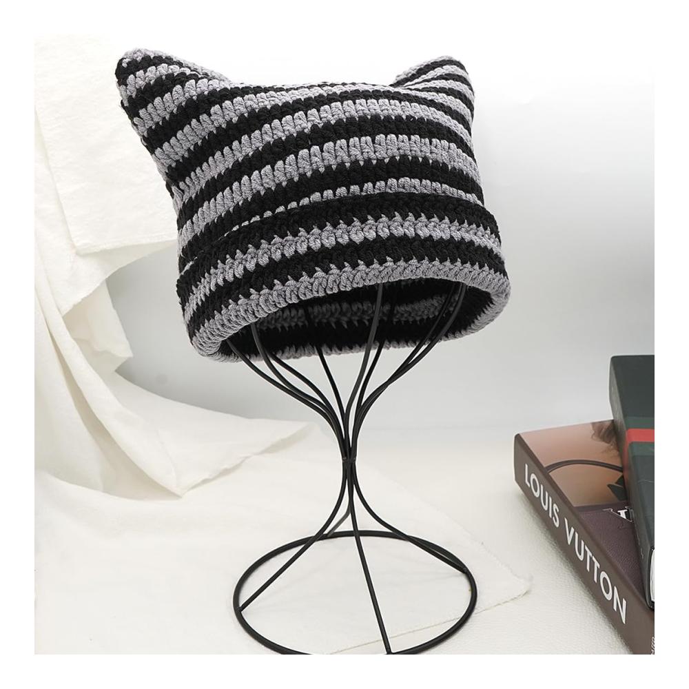 Katzenohr Strickmützen für Frauen - Vintage Beanie mit Grunge Flair und Slouchy Stil