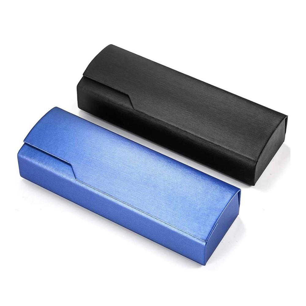 Brillenetuis Set – 2 Stück Faltbare Hardcase Brillenboxen aus stoßdämpfendem Holz für Erwachsene und Kinder – Schwarz/Blau Sonnenbrillen Brillenetui Outdoor Schutz