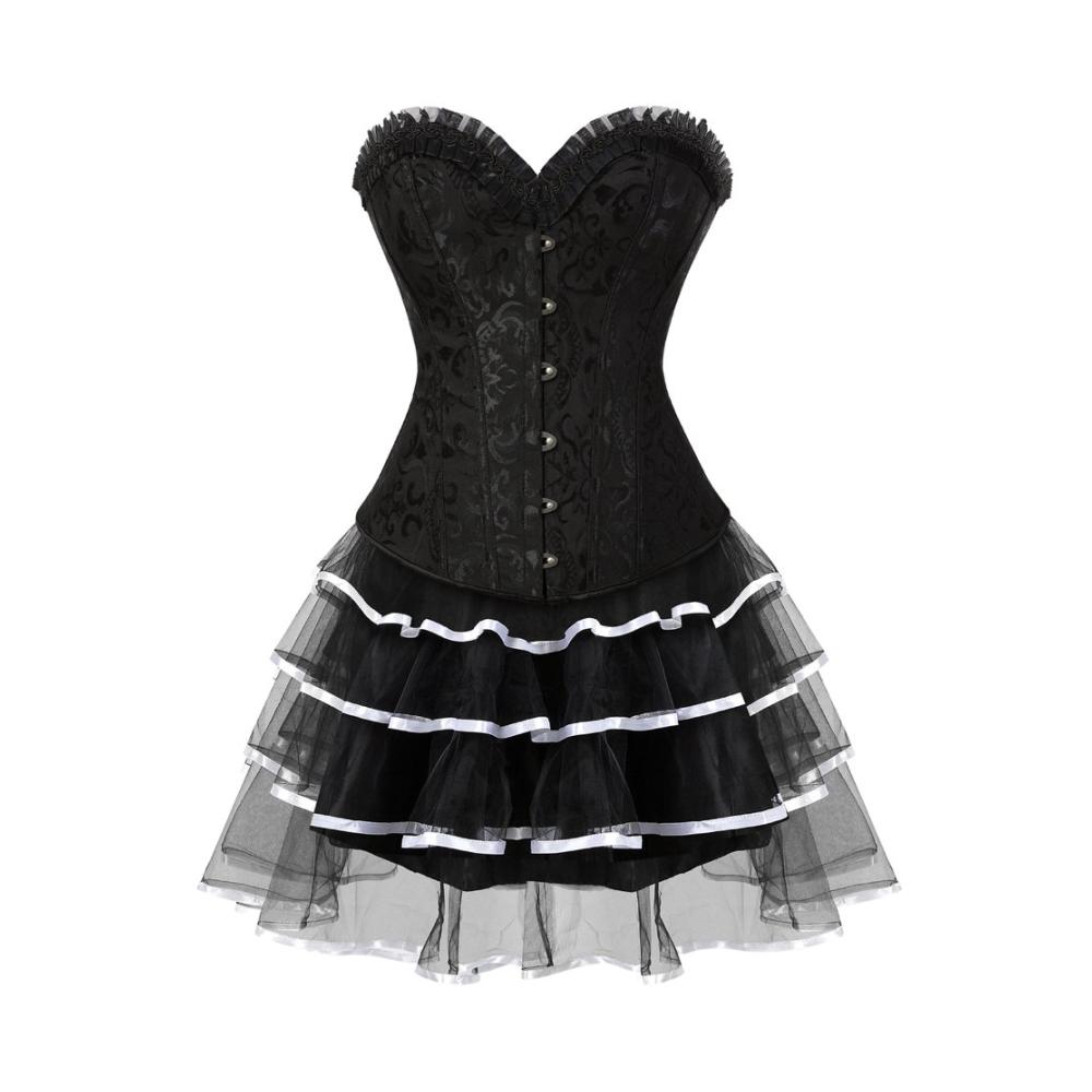 Damen-Korsett mit Stahlstäbchen langem Tüllrock - Weiß Größe 14-16 | Elegantes Korsagen & Bustiers Set