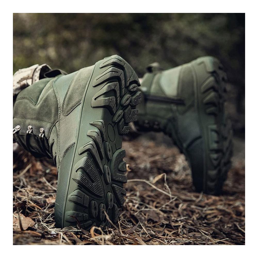Taktische Militärstiefel für Herren Strapazierfähige High-Top Combat Boots für Wandern Jagd und Arbeit in allen Geländebedingungen (Grün Größe 44 EU