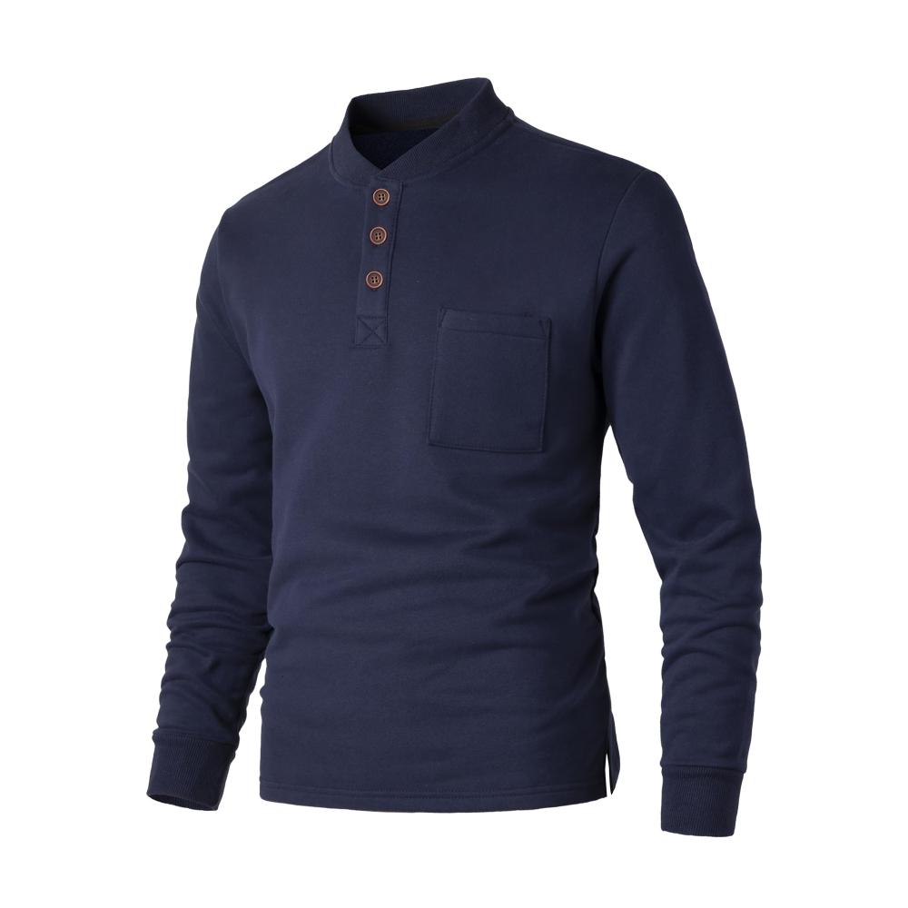 Herren Sweatshirt mit Micro Innenfleece Knopfverschluss und Baumwolle – Warmes Langarmshirt für Outdoor Herbst und Winter