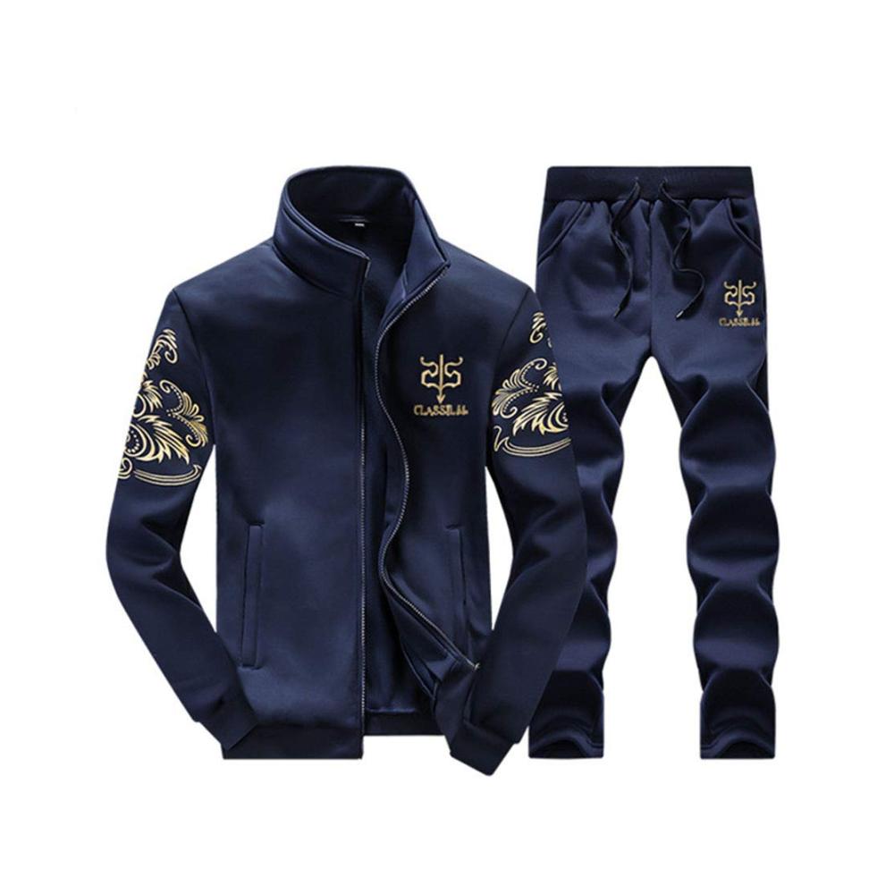 Herren Trainingsanzug mit Stehkragen - Legerer Stil 2-teiliges Jogginganzug Set
