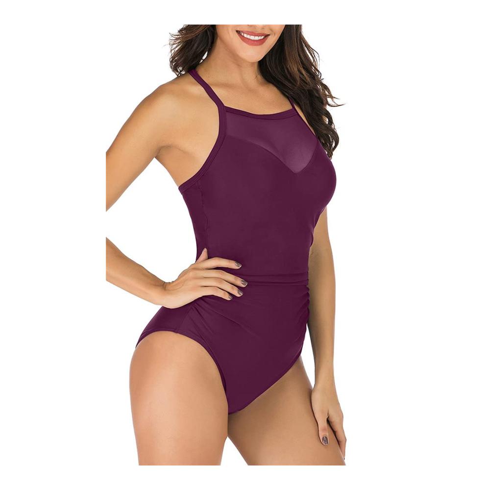 Bauchkontroll-Monokini Damen Einteiler mit V-Ausschnitt und verstellbaren Trägern