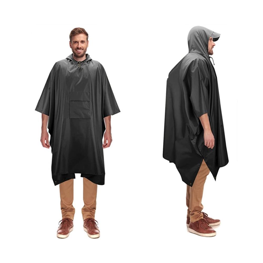 Outdoor-Regenbekleidung Wasserdichter Unisex-Regenponcho mit Kapuze Tasche ideal für Wandern Camping und Notfälle