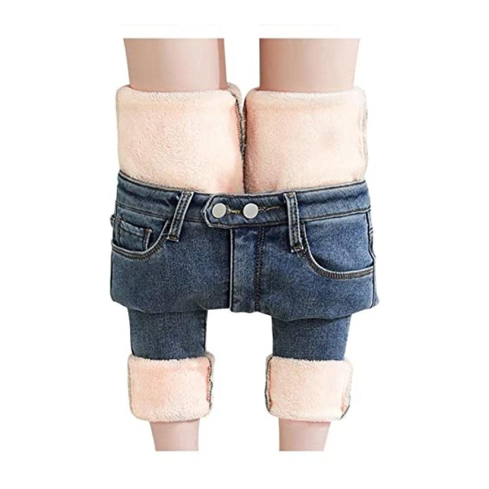 Winter Jeans Damen - Hochbund Thermojeans in warmem Fleece - Leggings für kalte Tage