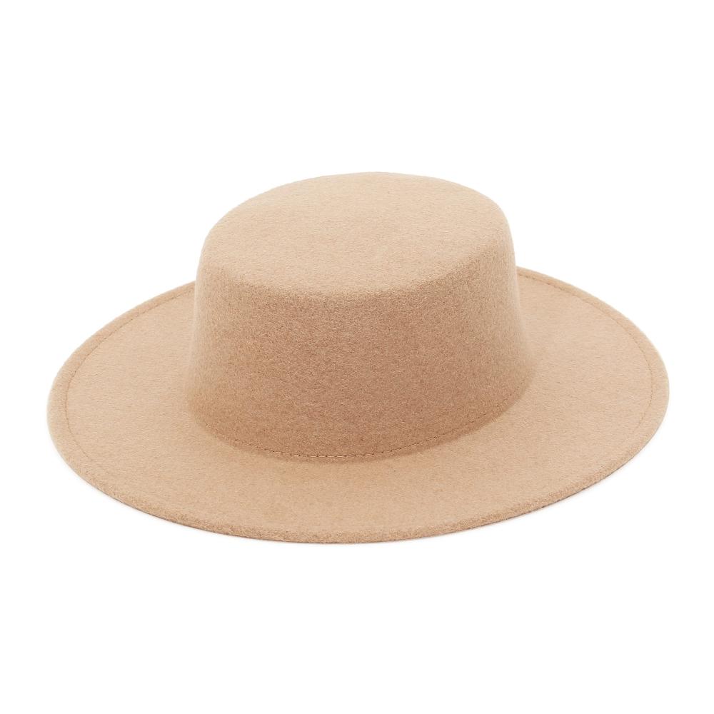 Wollfilz Fedora Hut für Damen und Herren mit Breiter Krempe - Stilvoller Flacher Kirche Derby Hut