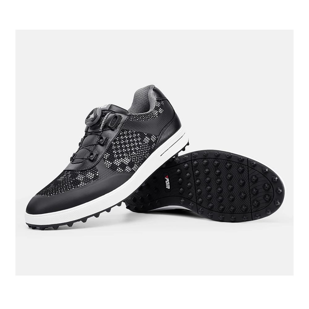 Golfschuhe Herren - Profi Golf-Sport-Sneaker Schwarz Atmungsaktiv mit Mesh-Obermaterial 6.5UK Walking Shoes Outdoor Shoe Large Black Golf Boots