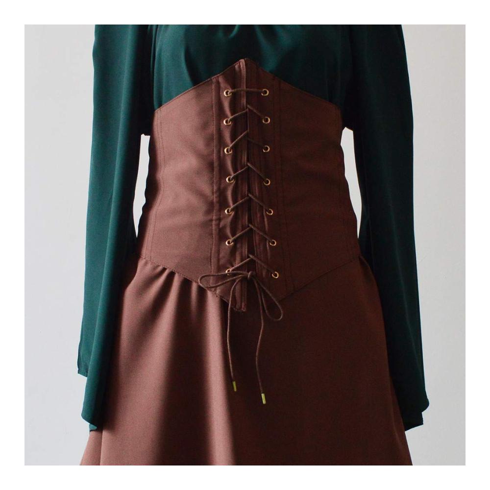 Gothic Renaissance Damen Kleid mit Trompetenärmeln für Halloween & Karneval - Sexy Hexen Kostüm in Maxi-Länge Prinzessin Cosplay Dress A-Linie Festliches Party Outfit