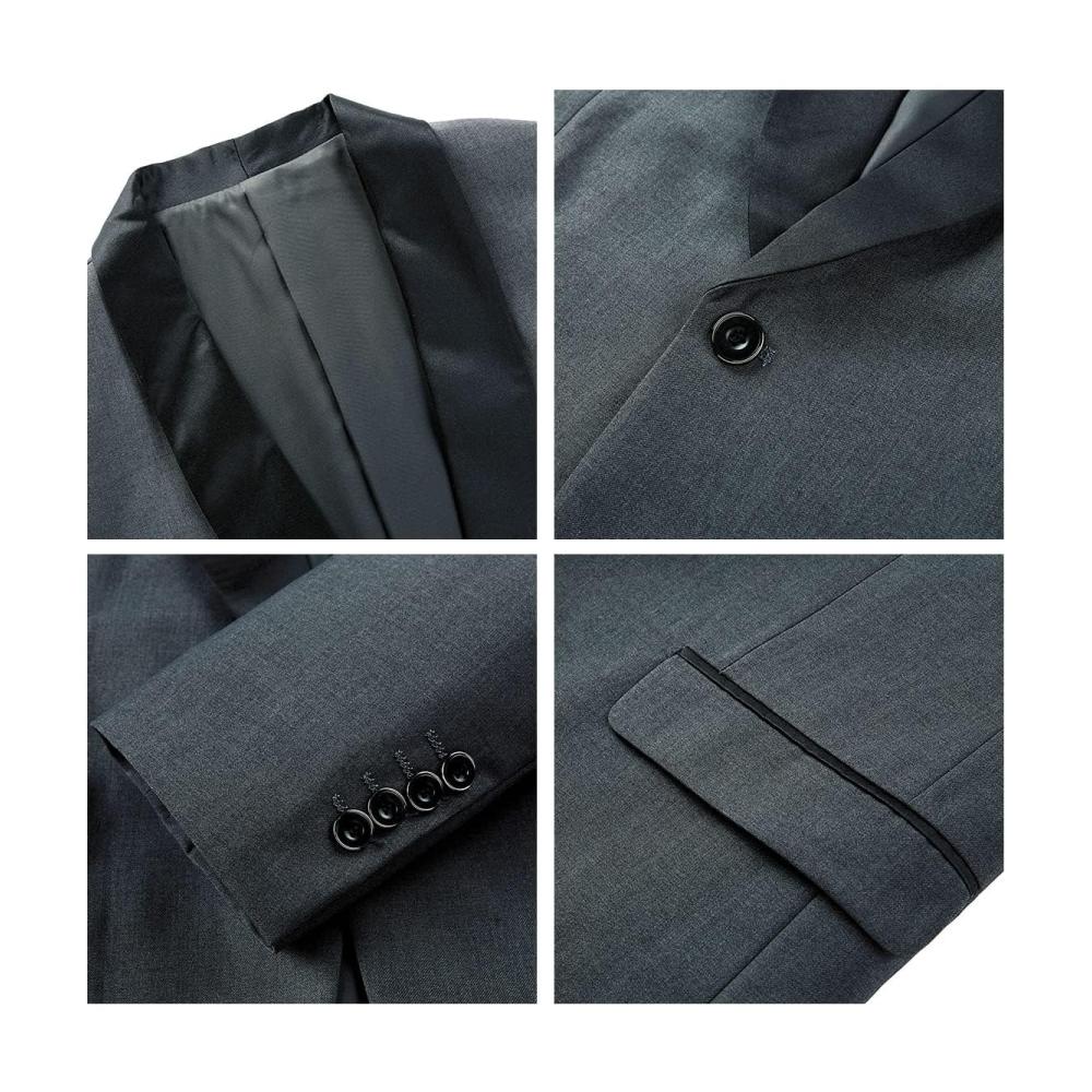 Herrenanzug 3-teilig Slim Fit Anzug mit Ein-Knopf-Design Schalrevers für Hochzeit und Prom inklusive Blazer Weste und Hose