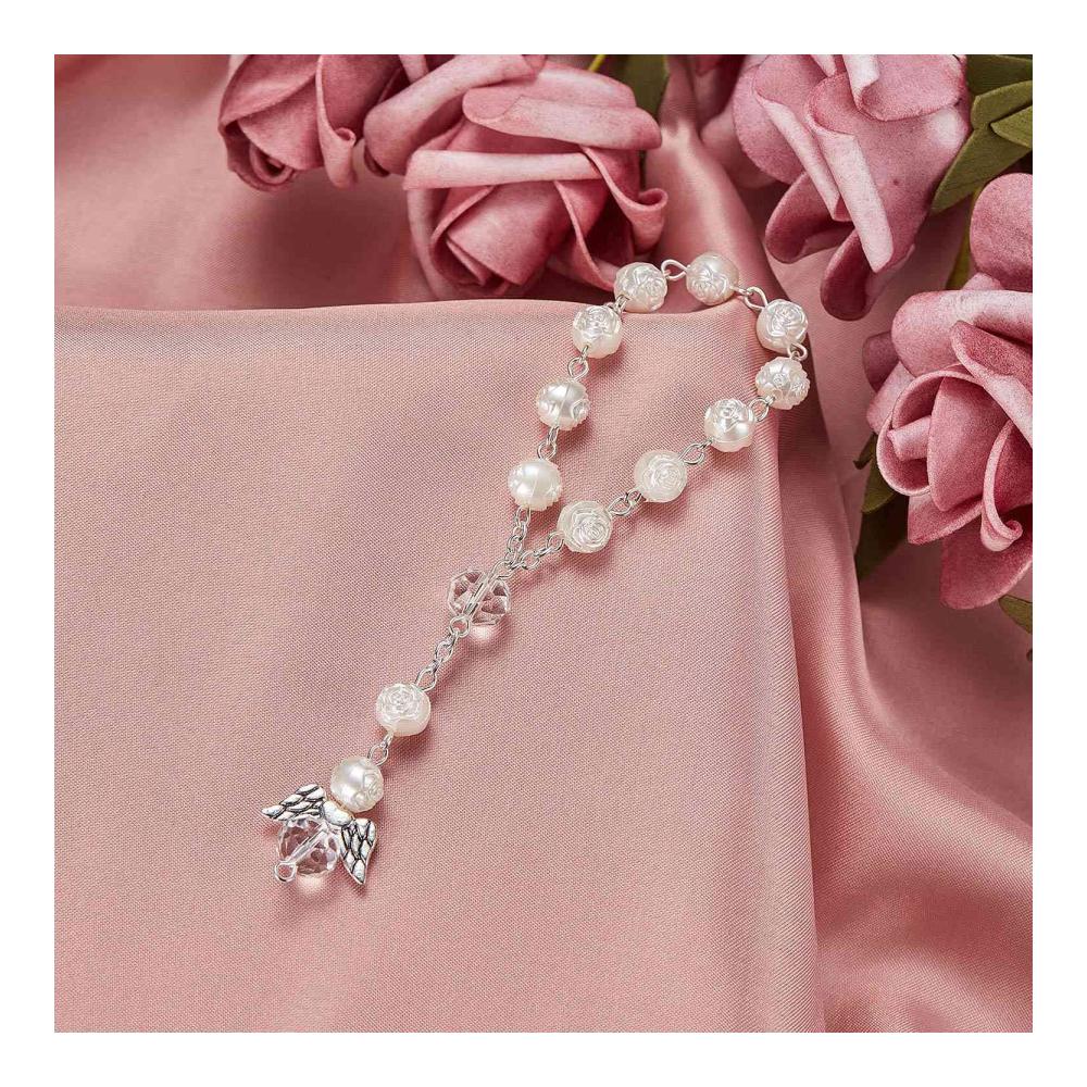 Armbänder 30 Stück Taufe - Elegante Acryl Kranzperlen in Miniaturform mit Organza Beuteln für Erstkommunion und Taufe - Ideale Geschenke für besondere Anlässe