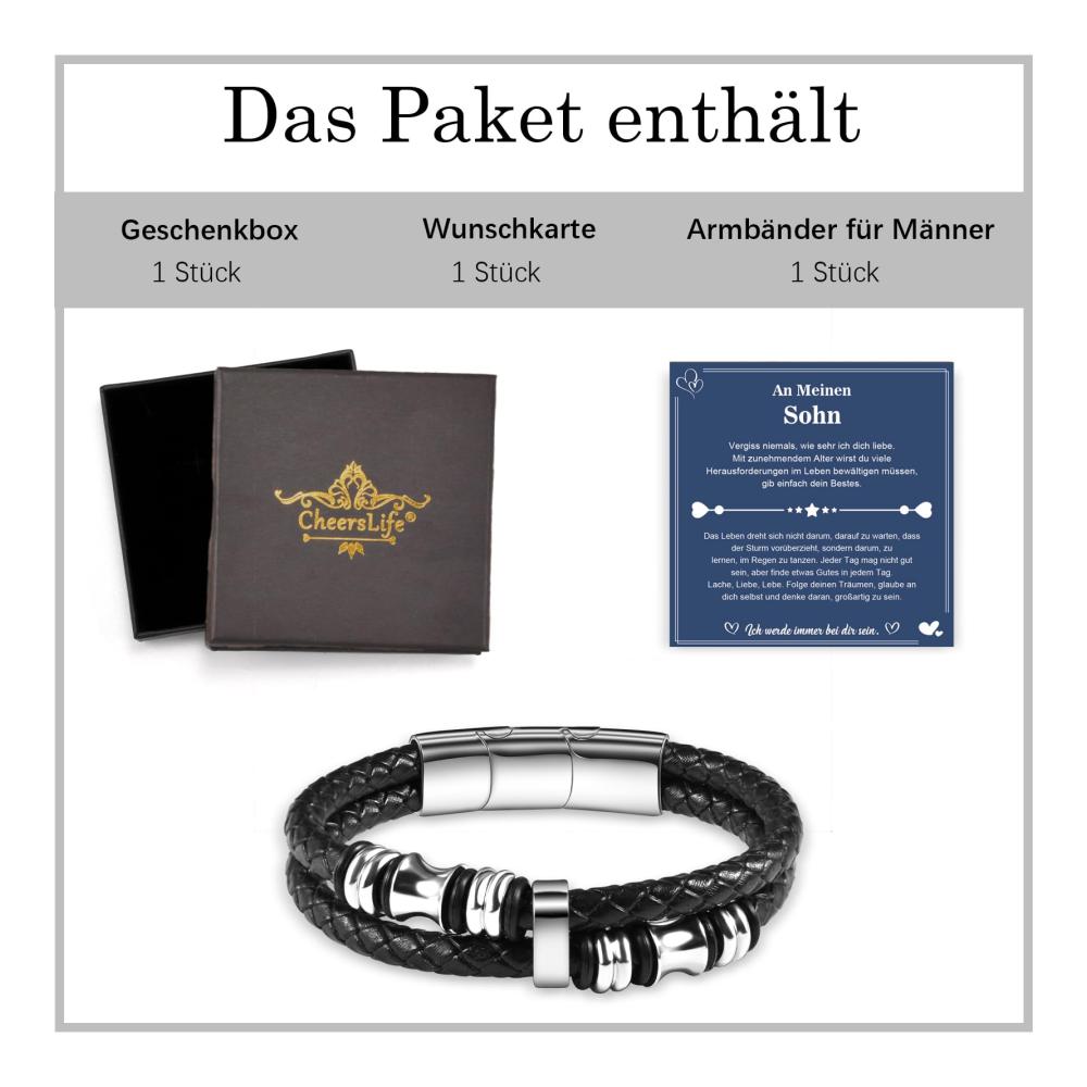Herren Lederarmband mit Magnetverschluss - Stilvolles Geschenk für Männer 2-lagiges Flechtarmband als perfektes Armband für deinen Sohn