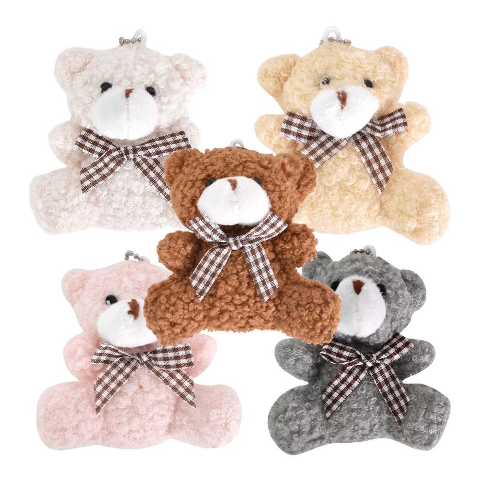 5er Set - 8 cm Mini Bär Plüschtiere für DIY Schlüsselanhänger und Dekorationen | Weiche Stoffbären für Hochzeit Geburtstag & Weihnachten