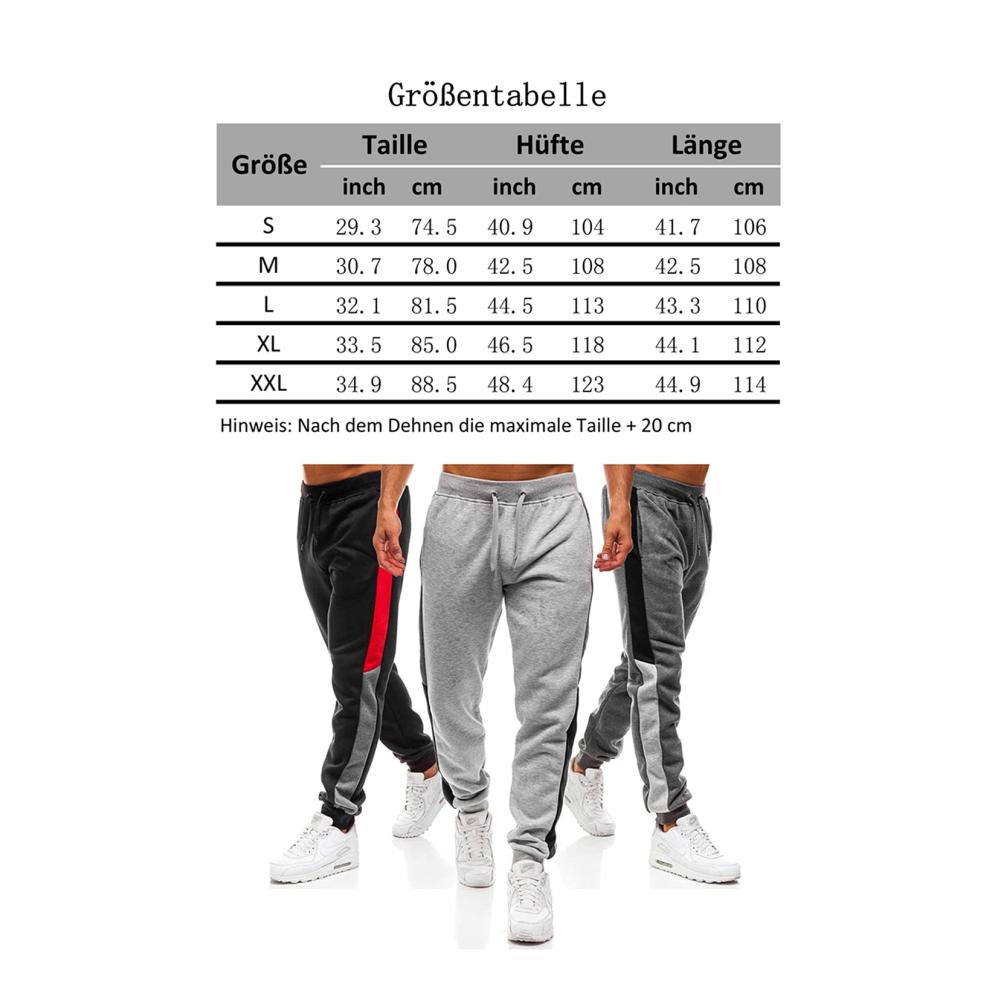 Herren Jogginghose mit Streifenmuster für Laufen und Freizeit - Sportliche Trainingshose Cargo Pants und Sweatpants im Jogger-Style