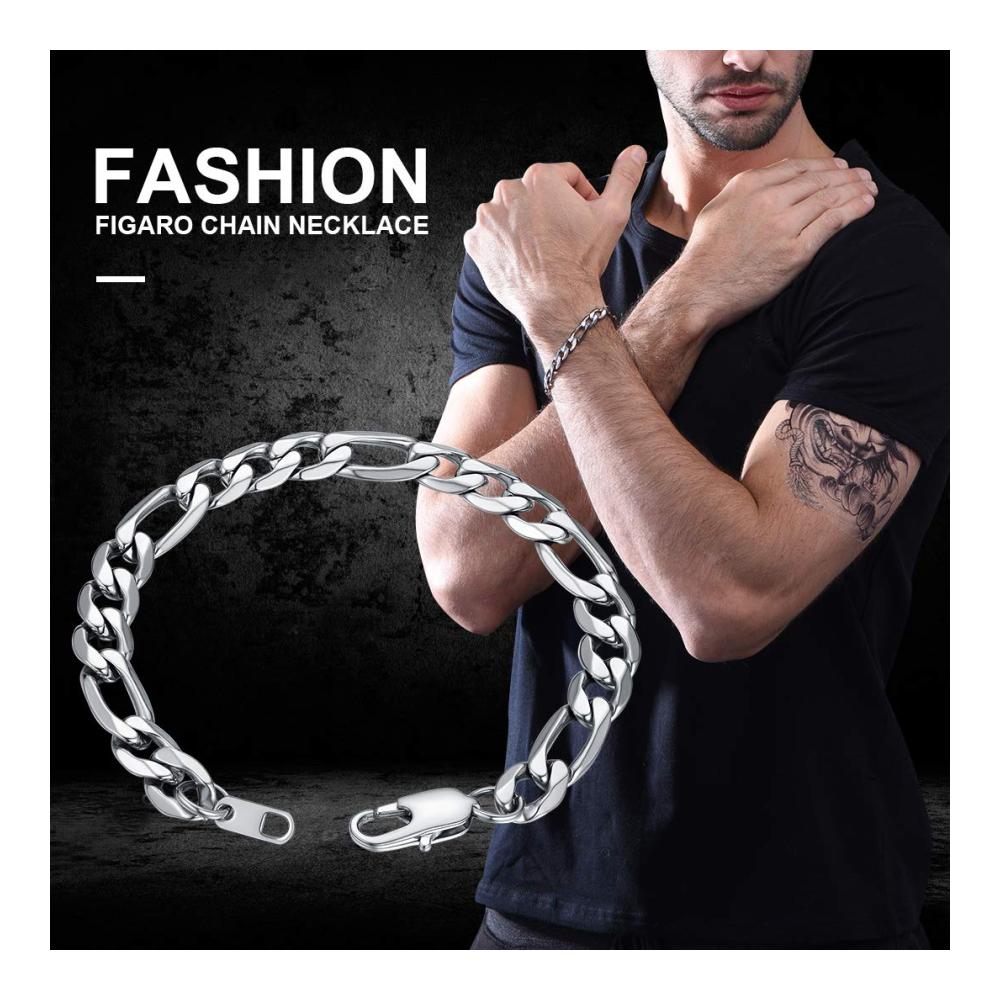 Goldchic Jewelry Figaro Armband aus Edelstahl in 2 Farben (Silber/Gold) Breiten 6/9mm Längen 19/21cm - Klassisches Herren- und Damenarmband ideales Geschenk