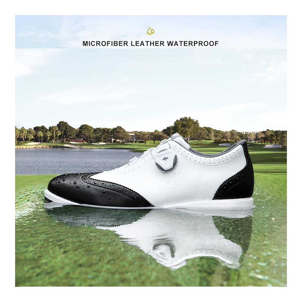 Herren Golfschuhe Wasserdicht Rutschfest & Stilvoll - Schwarze Spikeless Golf Sneakers mit Lace System Perfekt für Business & Outdoor Training (Größe 7 US