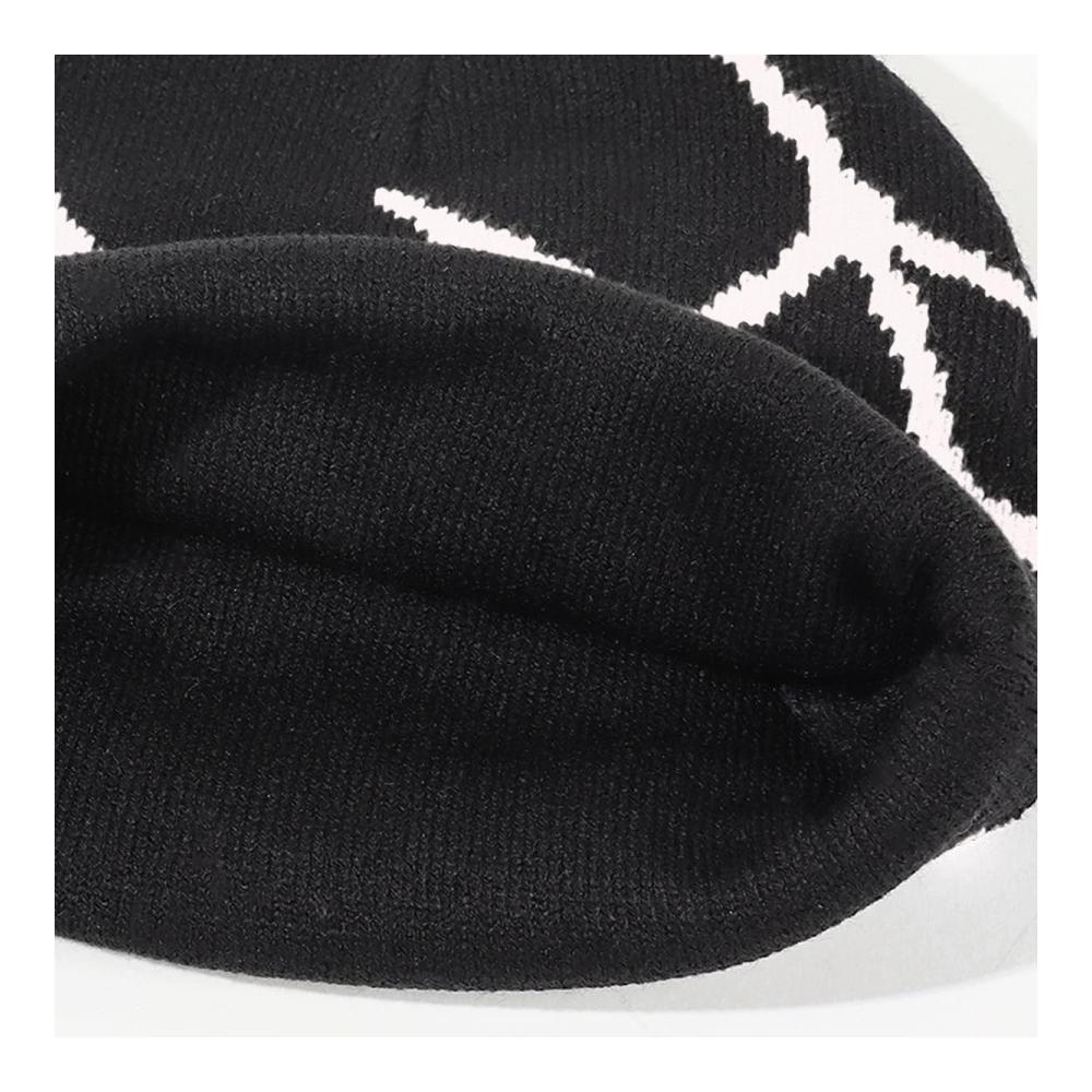 Gestrickte Y2K Gothic Spider Mütze – Unisex Winter Slouchy Beanie mit Warmfutter