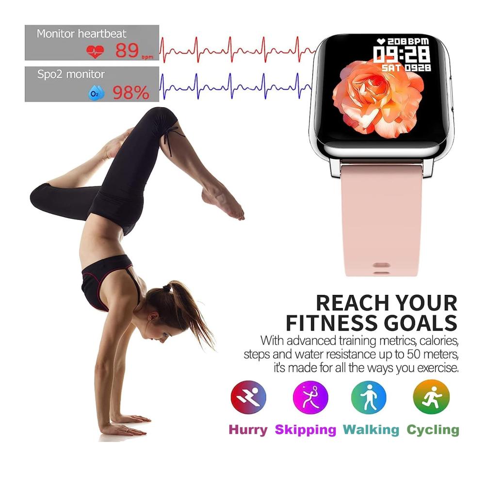 Fashion Smartwatches YIUTERA - IP67 Wasserdichte Smartwatch mit 155 Zoll Display Blutdruckmessung Herzfrequenz Schlafmonitor Sportuhr und Schrittzähler - Für Damen und Herren im Trend