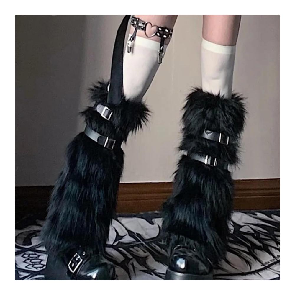 Winterstulpen mit Kunstpelz und Beinwärmern für Damen - Gemütliche Stiefelmanschetten mit flauschigem Design für Weihnachten Halloween Party und Cosplay