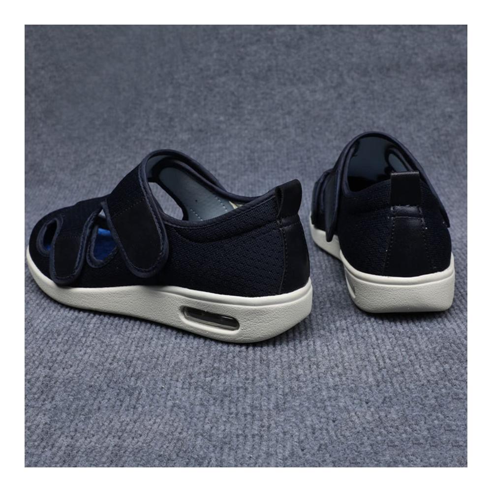 Diabetiker-Hausschuhe für Herren | Atmungsaktive Fußschwellschuhe mit Klettverschluss | Bequeme Unisex-Schuhe für Senioren | Leichtes An- und Ausziehen | Blau Größe 52