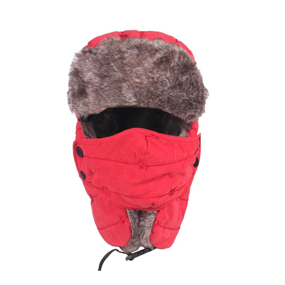 Winter Fliegermütze Unisex | 3-in-1 Bombermütze mit Halswärmer Ohrenklappe & abnehmbarem Gesichtsschutz | Winddichte Trappermütze für Skifahren und Radfahren | Ideale Wintermütze für Damen und Herren