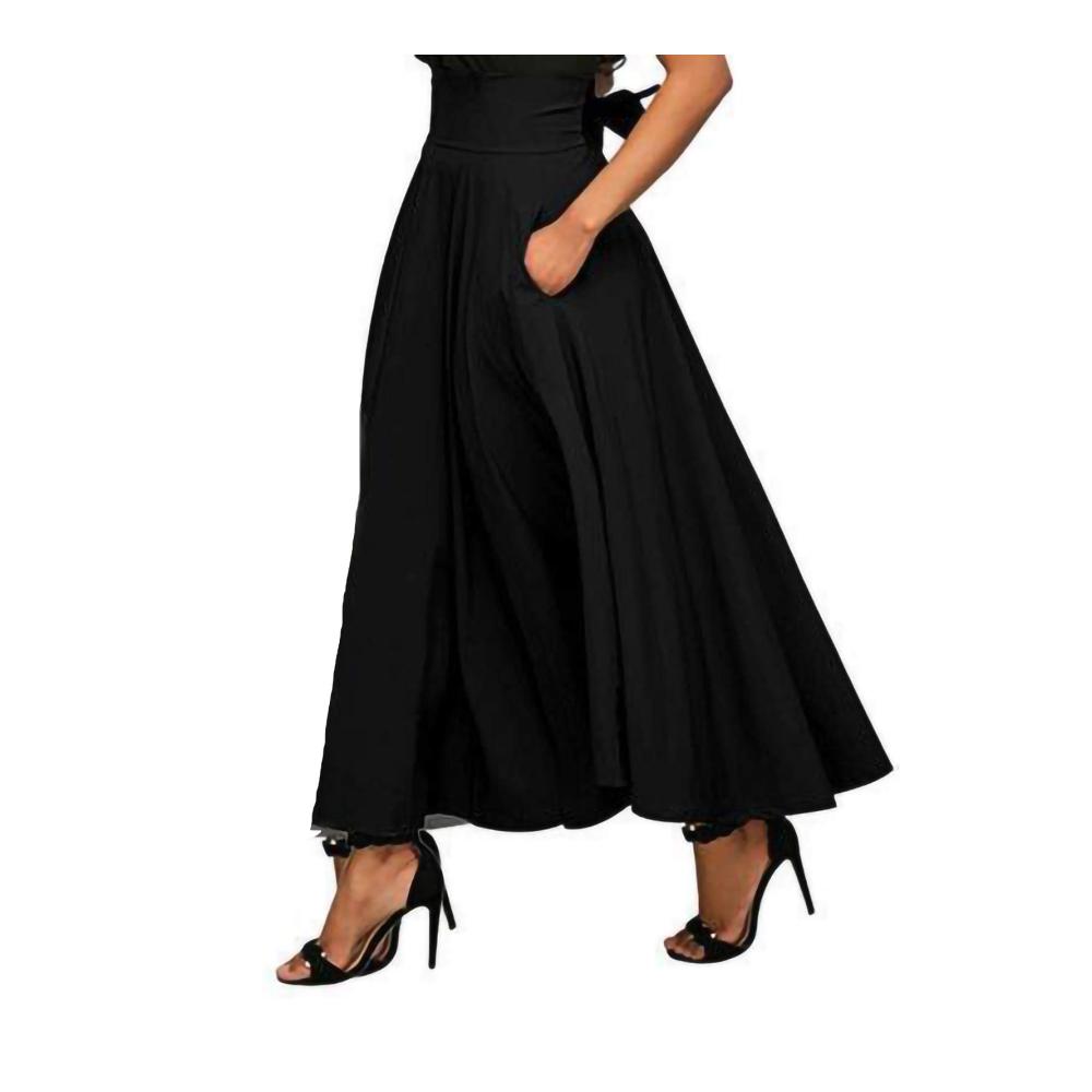 Winter Maxirock Damen - Elegant Vintage A-Linie Midirock mit hoher Taille - Warme Damenröcke für Herbst und Winter