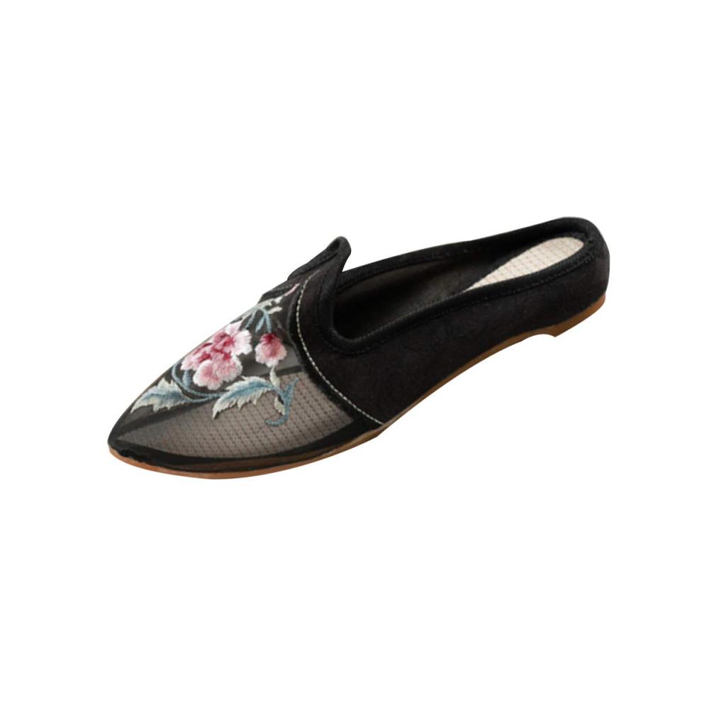Bestickte Damen-Pumps im chinesischen Retro-Stil | Spitz zulaufende hohle Einzelschuhe mit exquisiter Stickerei