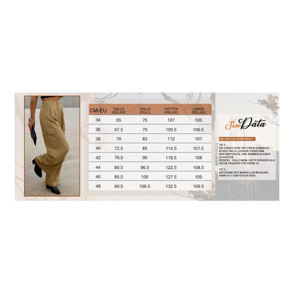 Damen Cargohose Baggy Weite lose Passform High Waist - Byoauo Casual Hose für Damen